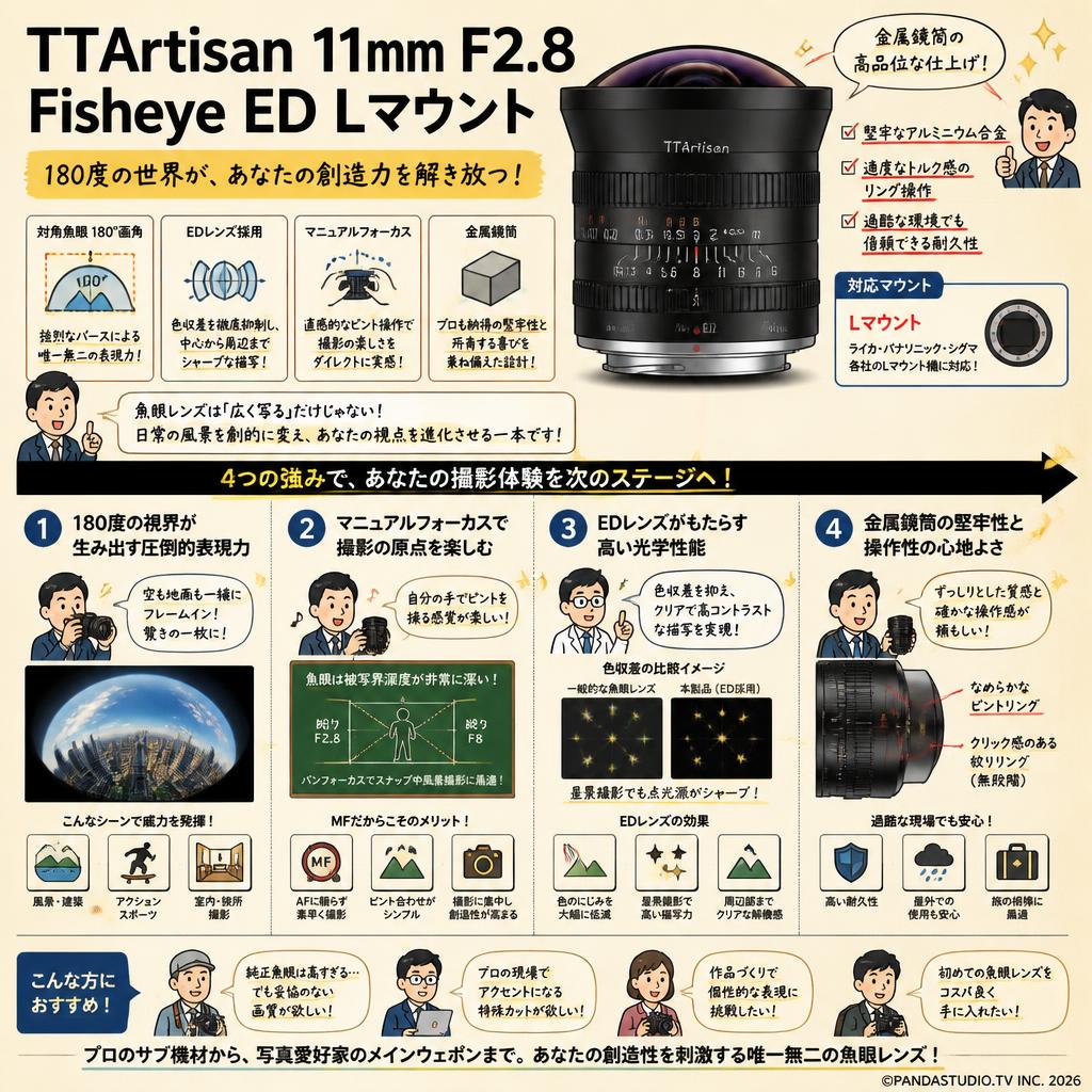 TTArtisan 11mm F2.8 Fisheye ED Lマウント 概要