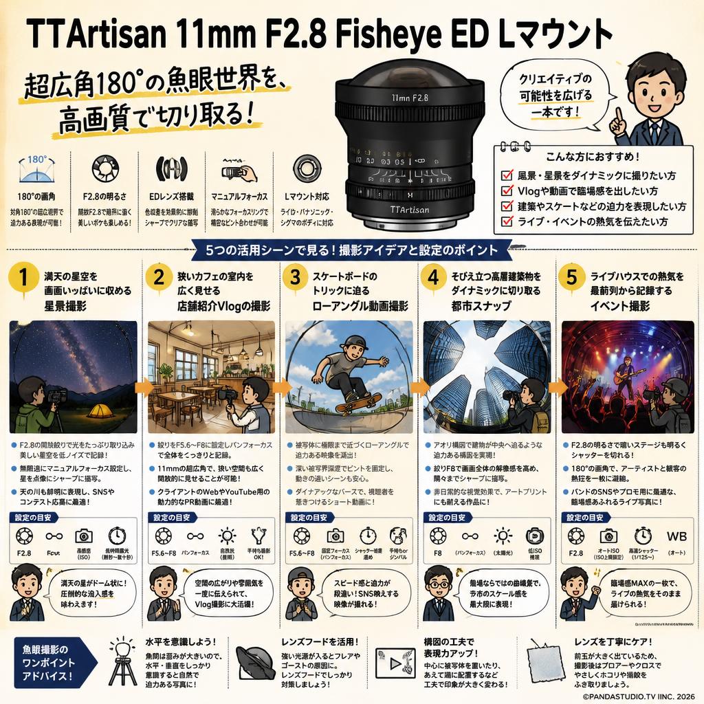 TTArtisan 11mm F2.8 Fisheye ED Lマウント 用途