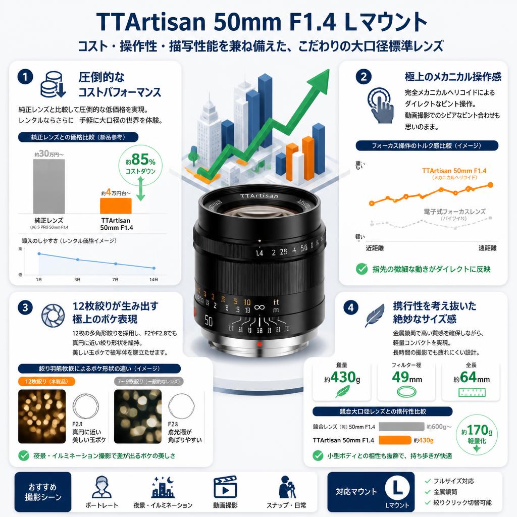 TTArtisan 50mm F1.4  Lマウント セールスポイント