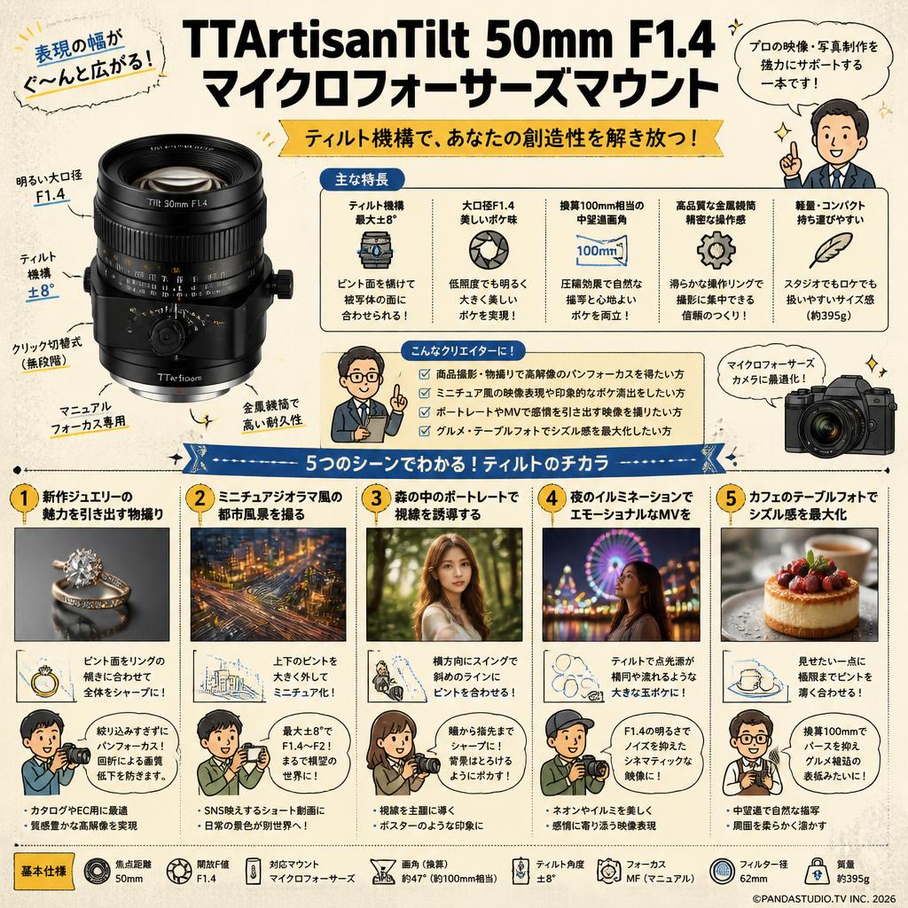 TTArtisanTilt 50mm F1.4 マイクロフォーサーズマウント 用途