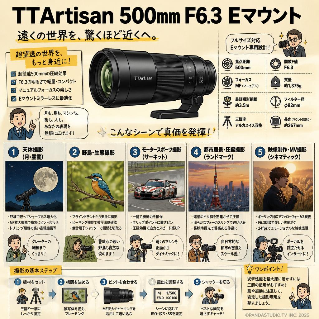 TTArtisan 500mm F6.3 Eマウント 用途