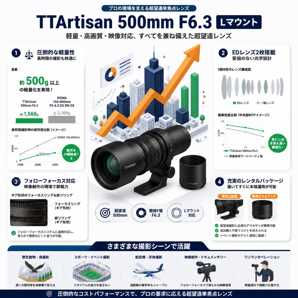 TTArtisan 500mm f/6.3  Lマウント セールスポイント