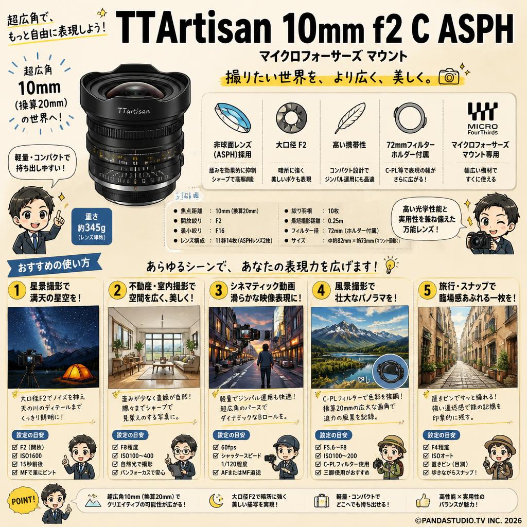 TTArtisan 10mm f2 C ASPH  マイクロフォーサーズ マウント 用途