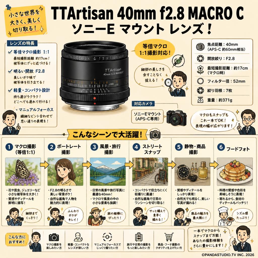 TTArtisan 40mm f2.8 MACRO C ソニーE マウント レンズ 用途
