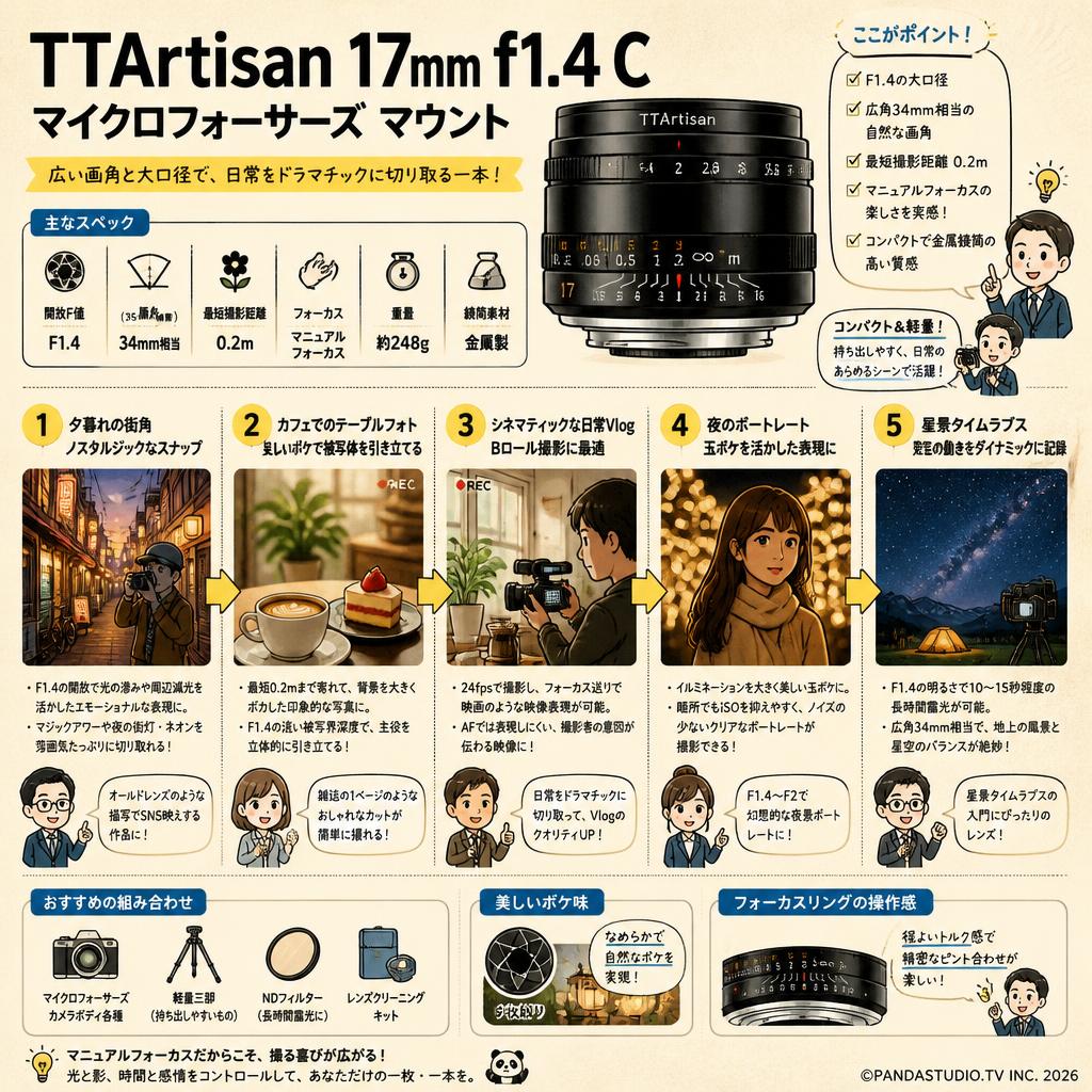 TTArtisan 17mm f1.4 C マイクロフォーサーズ マウント 用途