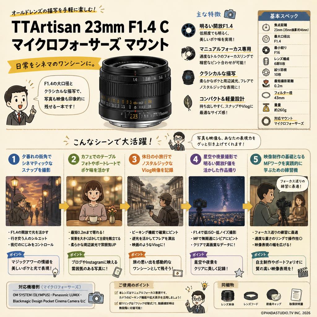 TTArtisan 23mm f1.4 C マイクロフォーサーズ マウント 用途