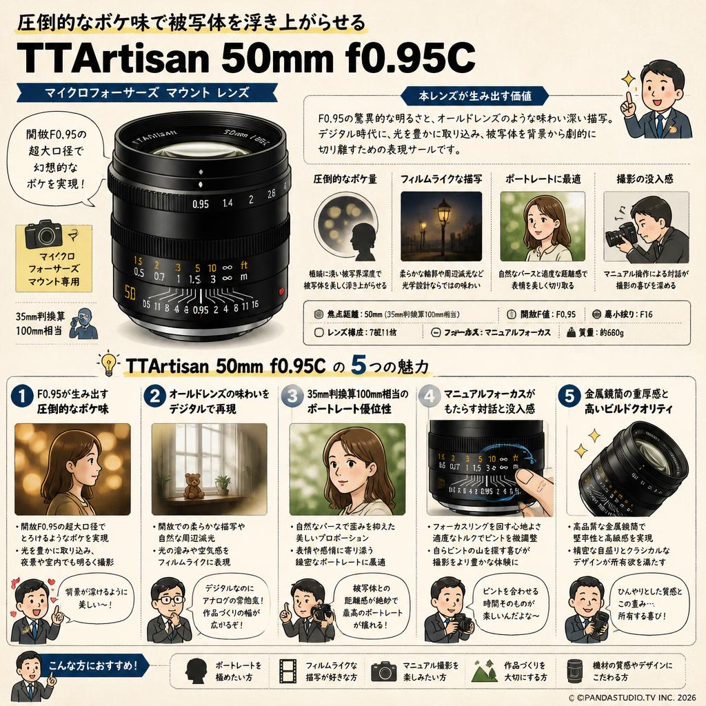 TTArtisan 50mm f0.95C マイクロフォーサーズ マウント レンズ 概要
