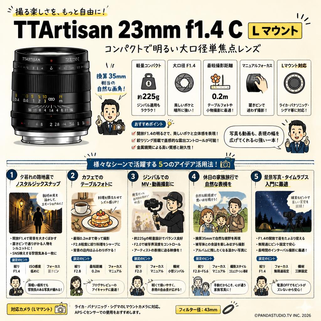 TTArtisan 23mm f1.4 C  L マウント 用途