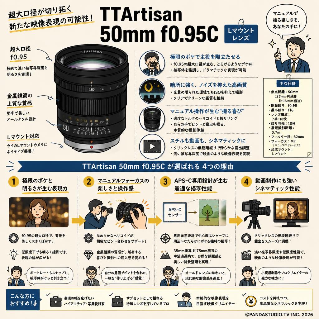 TTArtisan 50mm f0.95C Lマウント レンズ 概要