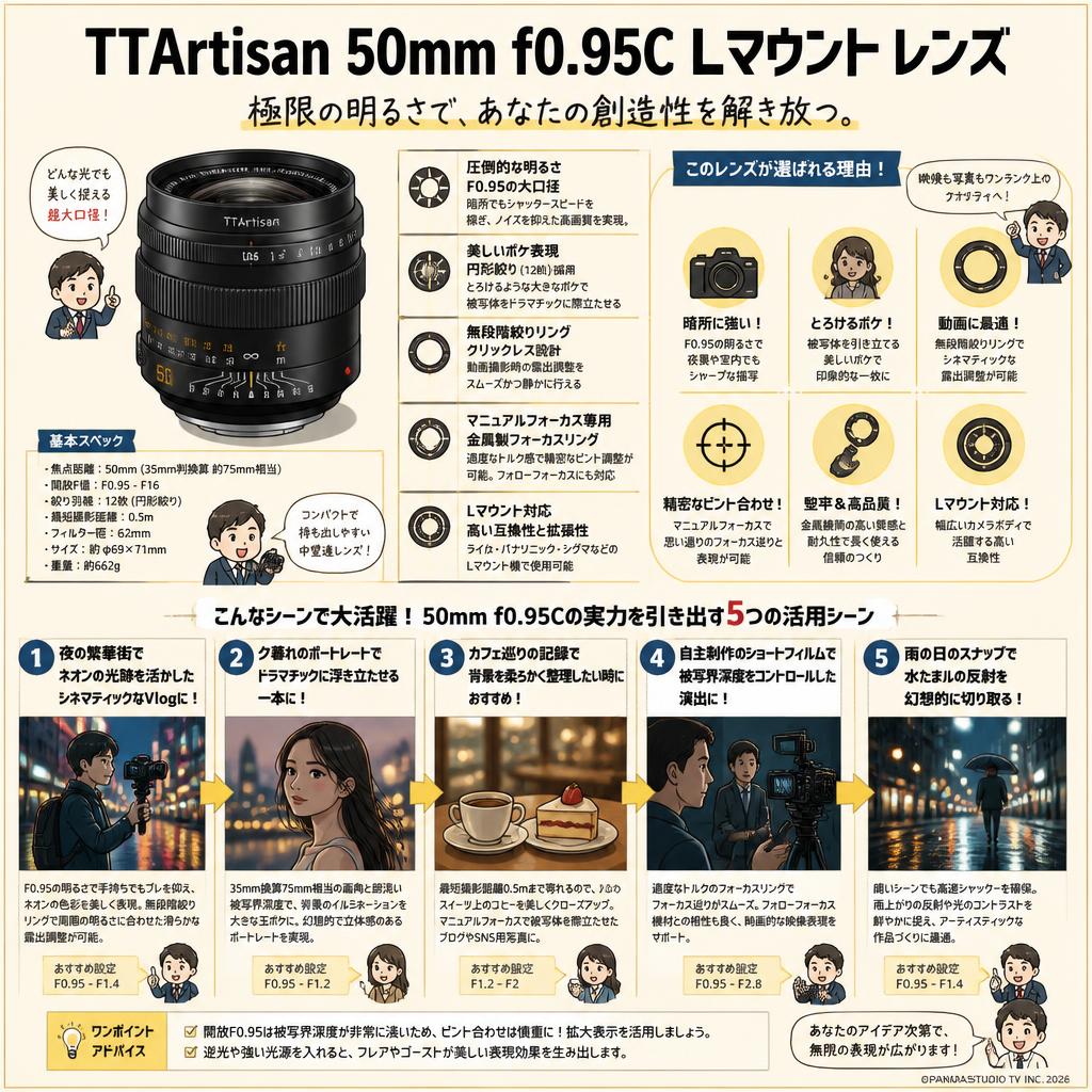 TTArtisan 50mm f0.95C Lマウント レンズ 用途