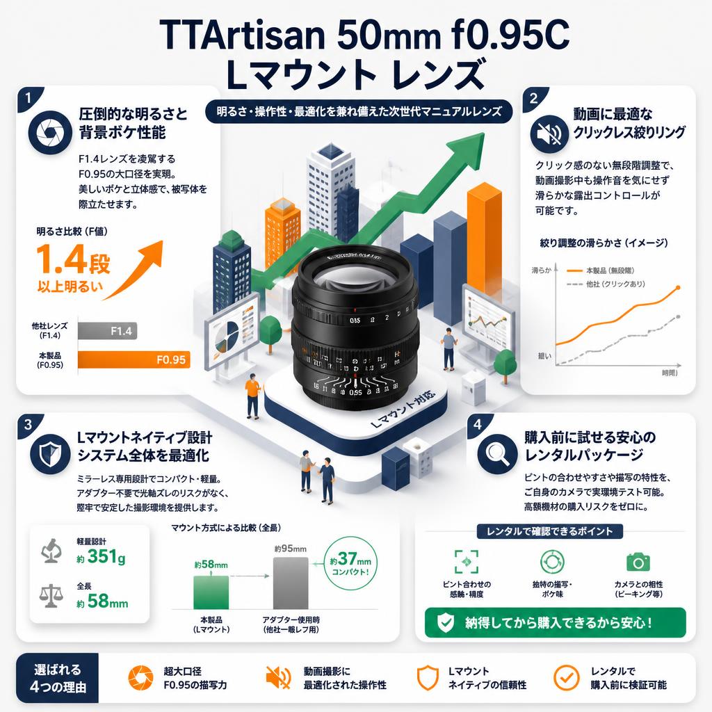 TTArtisan 50mm f0.95C Lマウント レンズ セールスポイント
