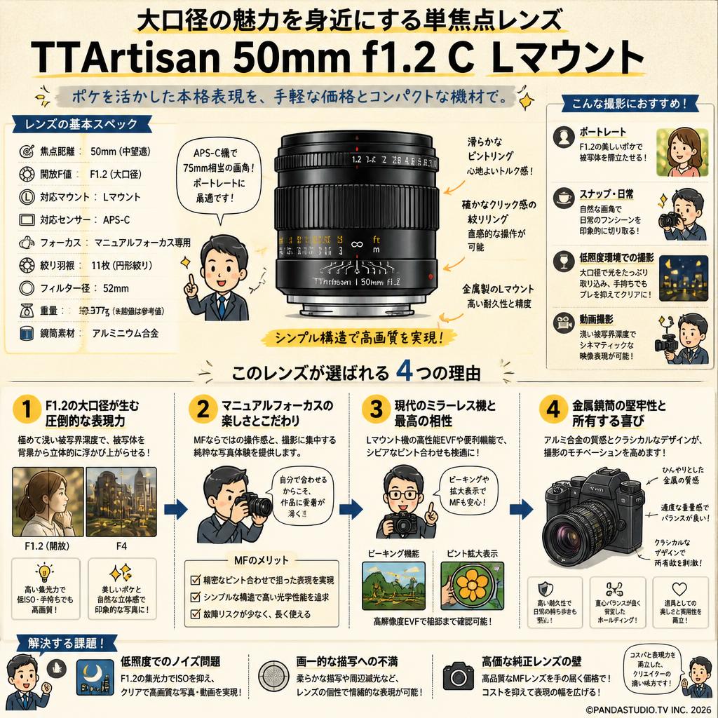 TTArtisan 50mm f1.2 C Lマウント 概要