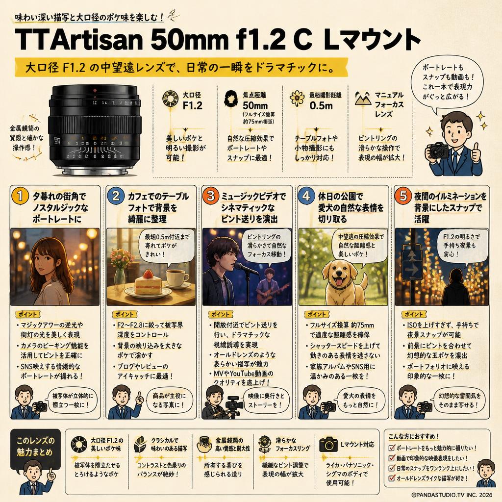TTArtisan 50mm f1.2 C Lマウント 用途
