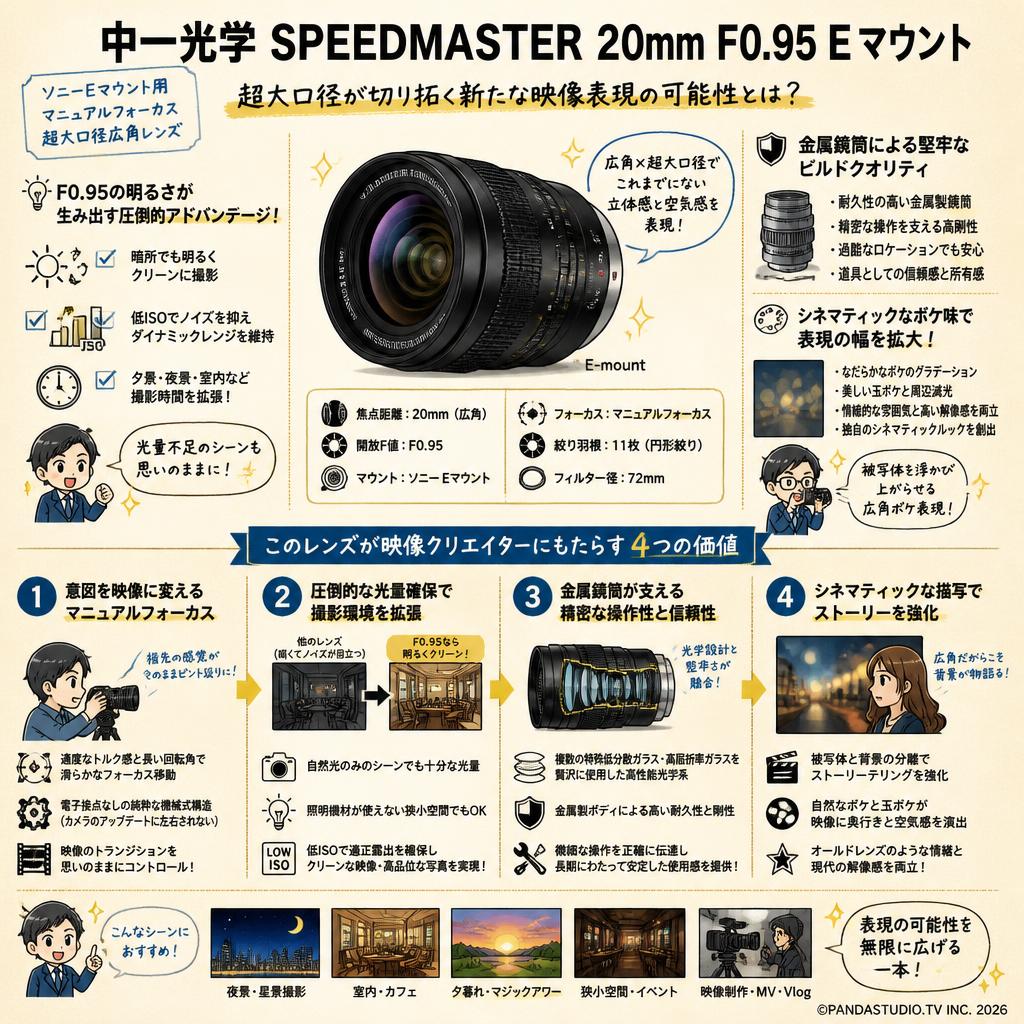 中一光学 SPEEDMASTER 20mm F0.95 Eマウント 概要