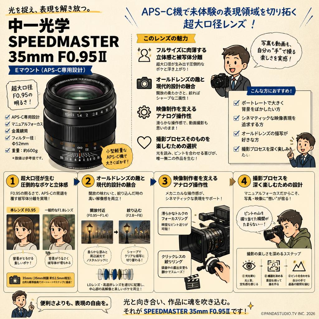 中一光学 SPEEDMASTER 35mm F0.95Ⅱ Eマウント 概要