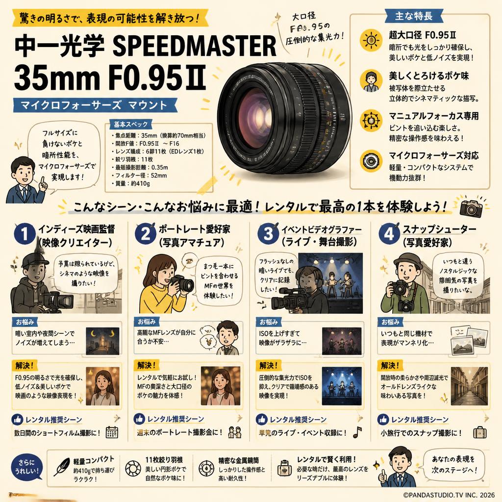 中一光学 SPEEDMASTER 35mm F0.95Ⅱ  マイクロフォーサーズ マウント おもな対象のお客様