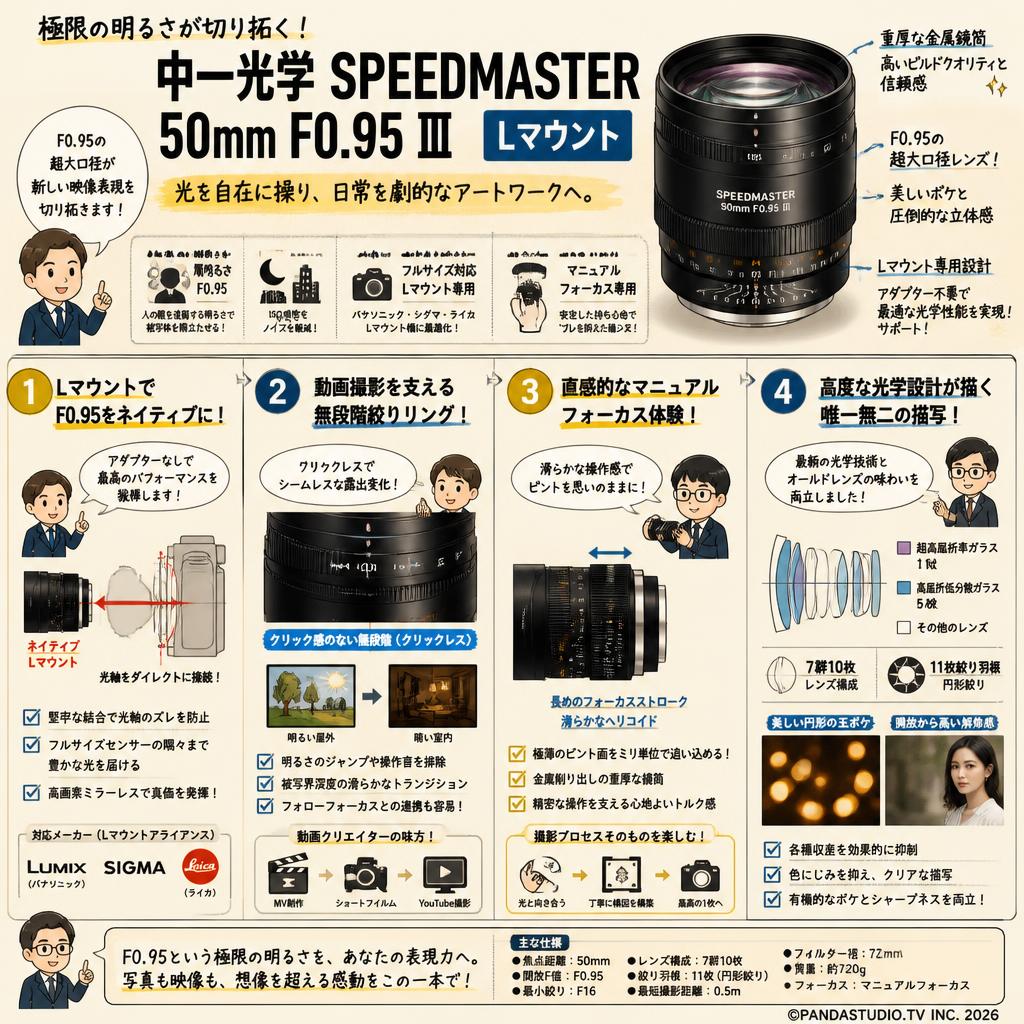 中一光学 SPEEDMASTER 50mm F0.95 Ⅲ Lマウント 概要