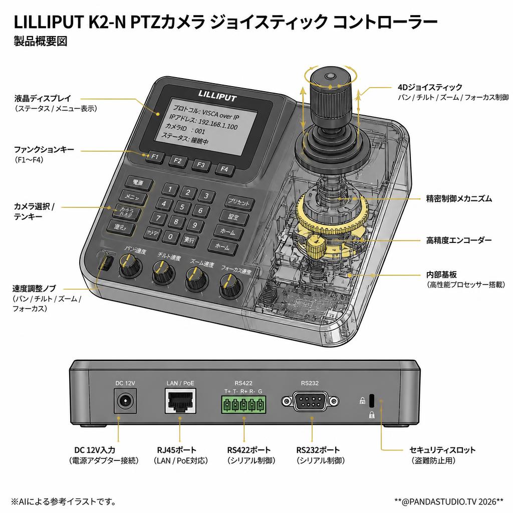 Lilliput K2-N PTZカメラ ジョイスティック コントローラー スペック