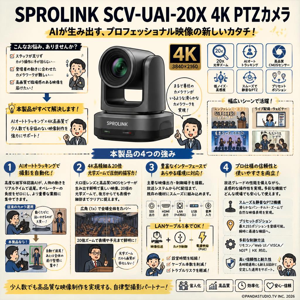 SPROLINK SCV-UAI-20X 4K PTZカメラ 概要