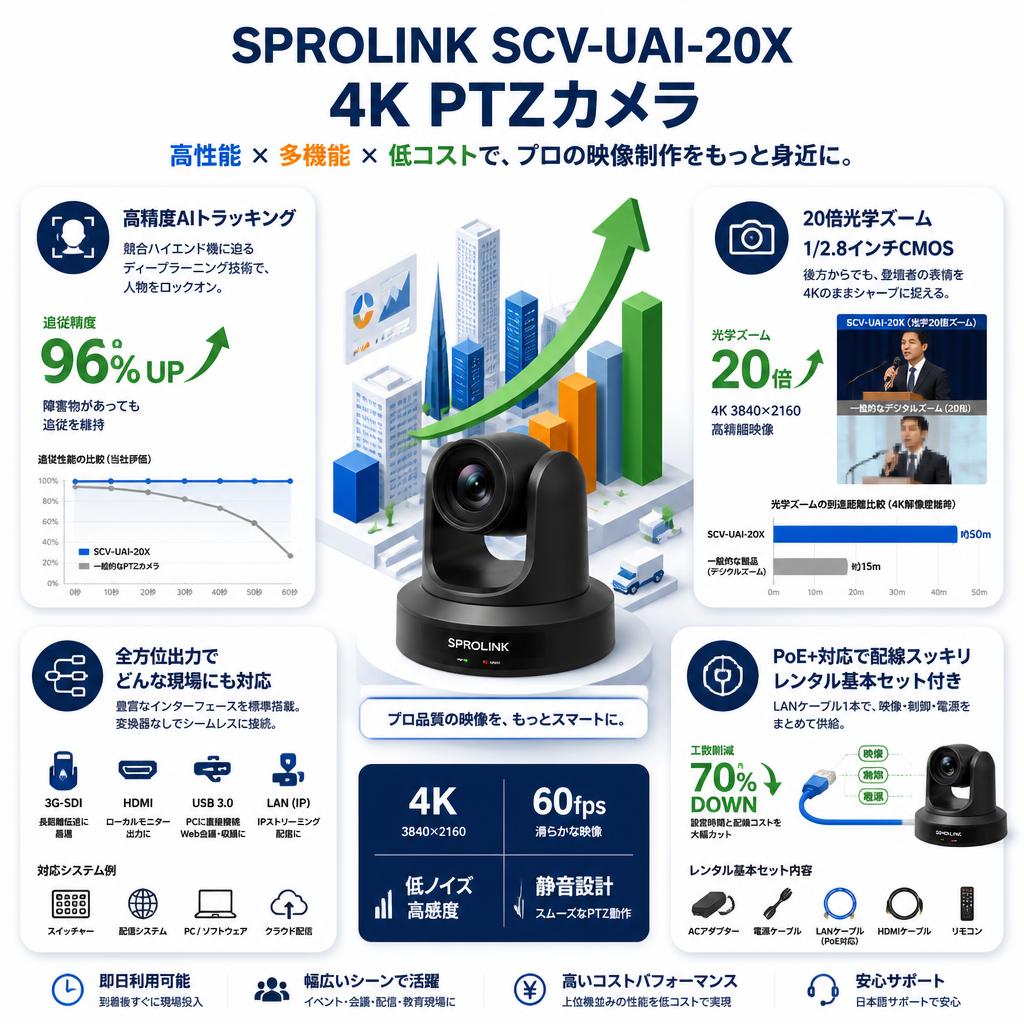 SPROLINK SCV-UAI-20X 4K PTZカメラ セールスポイント
