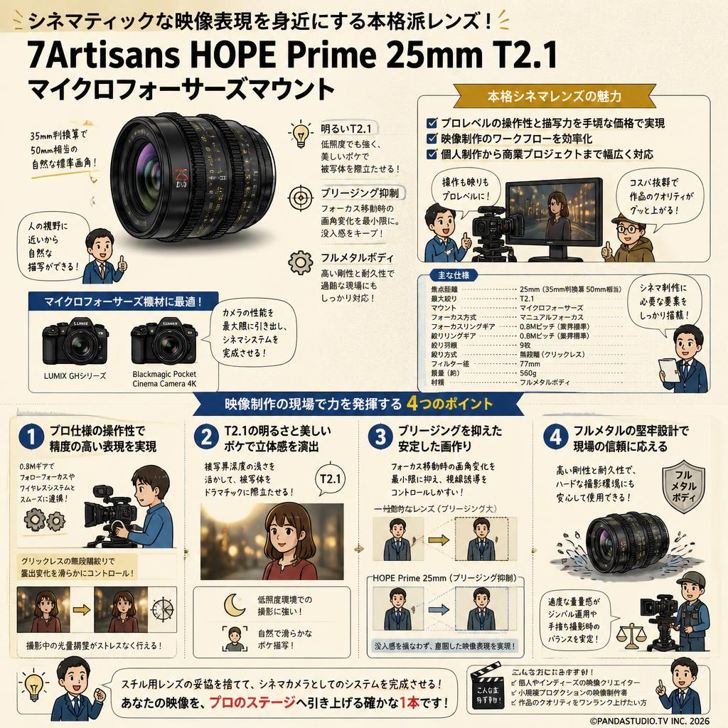 7Artisans HOPE Prime 25mm T2.1 マイクロフォーサーズマウント 概要