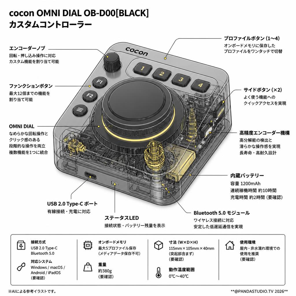 cocon OMNI DIAL OB-D00[BLACK] カスタムコントローラー スペック