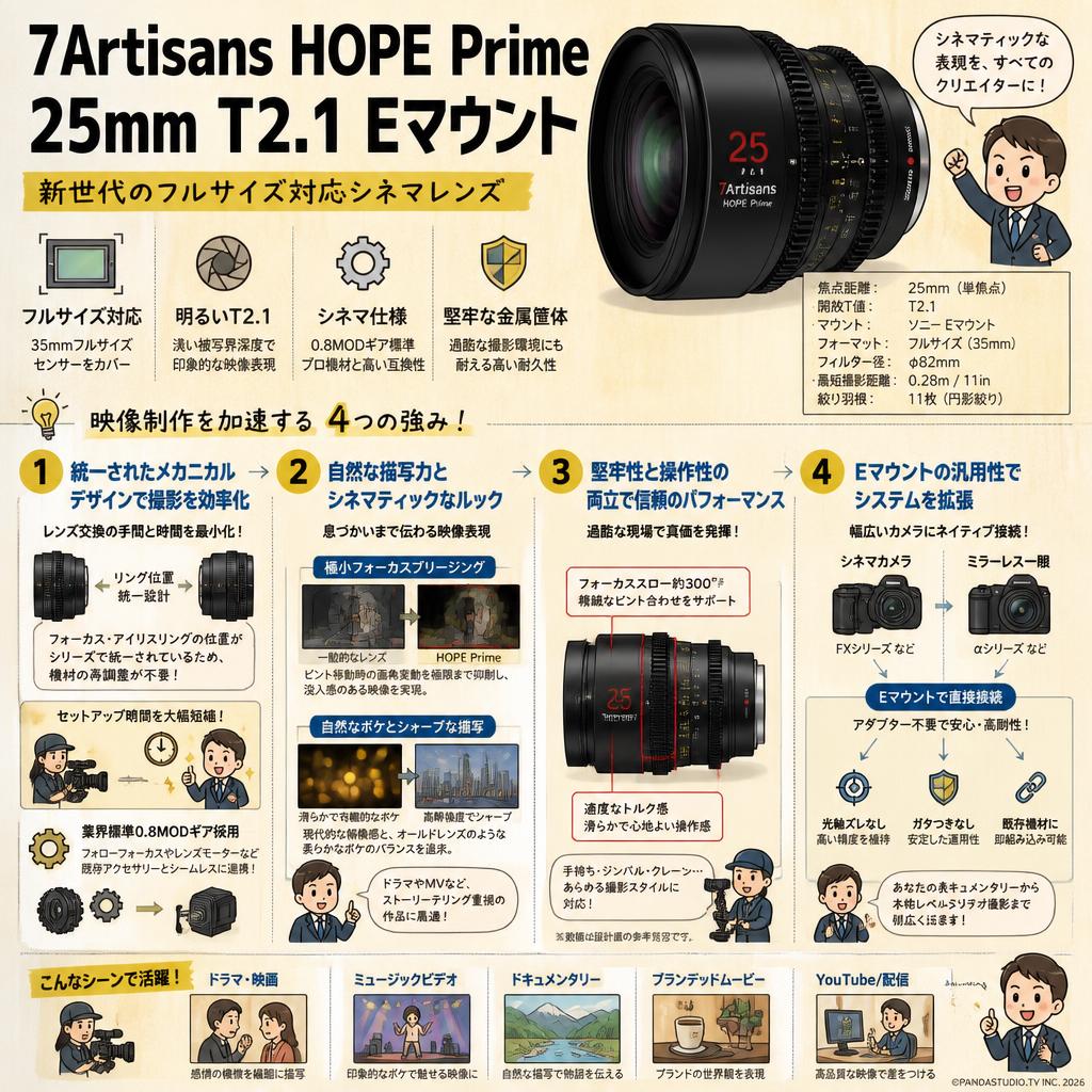7Artisans HOPE Prime 25mm T2.1  Eマウント 概要