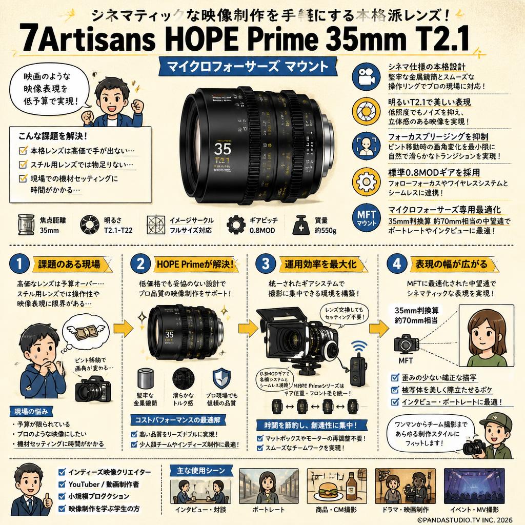 7Artisans HOPE Prime 35mm T2.1 マイクロフォーサーズ マウント 概要