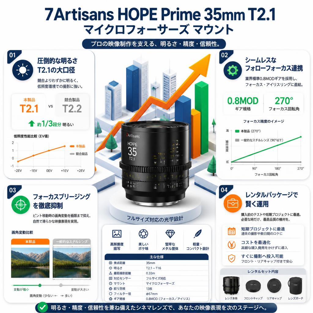 7Artisans HOPE Prime 35mm T2.1 マイクロフォーサーズ マウント セールスポイント