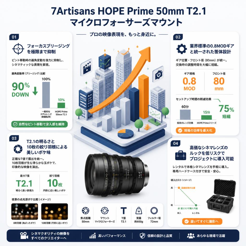 7Artisans HOPE Prime 50mm T2.1 マイクロフォーサーズマウント セールスポイント