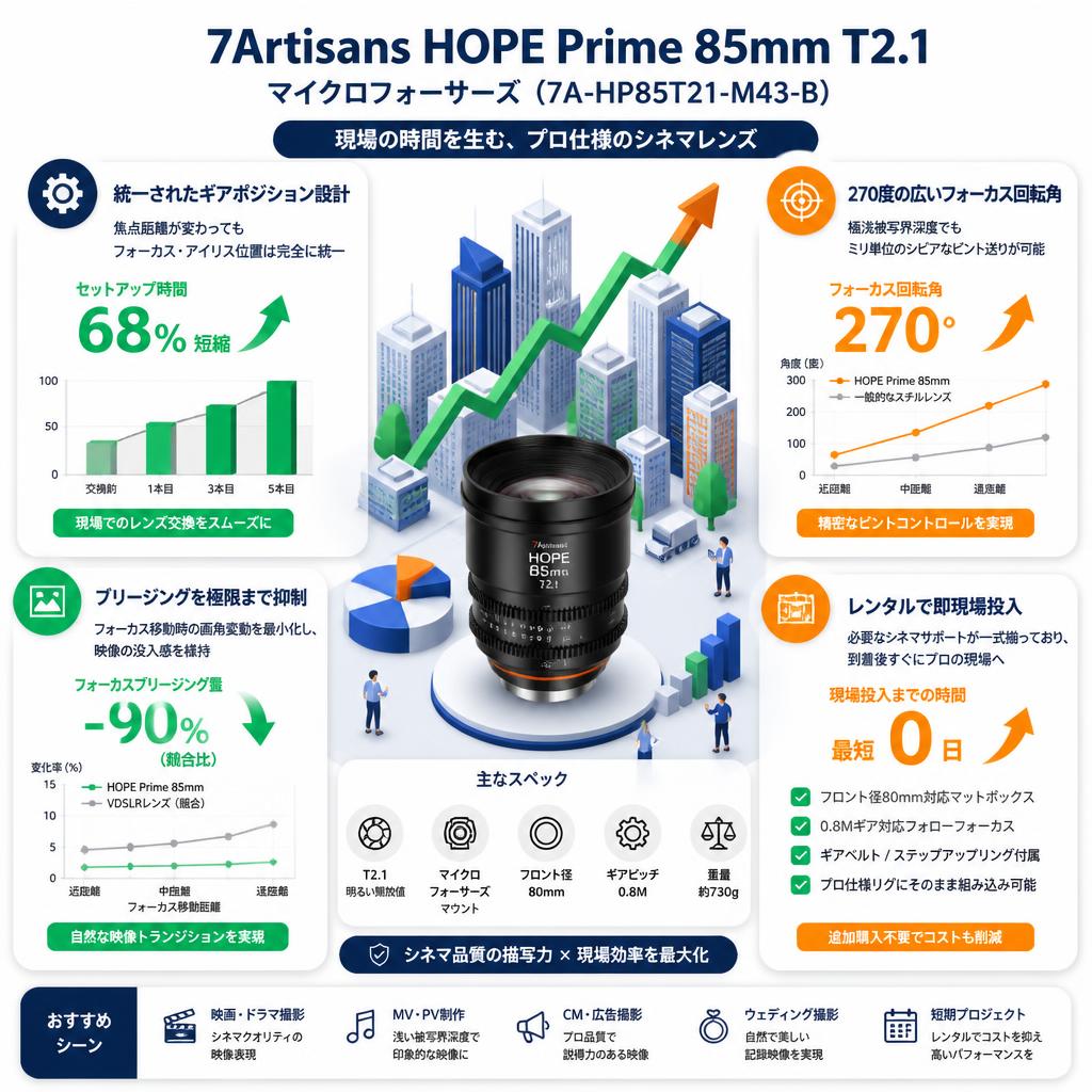 7Artisans HOPE Prime 85mm T2.1 マイクロフォーサーズ ( 7A-HP85T21-M43-B ) セールスポイント