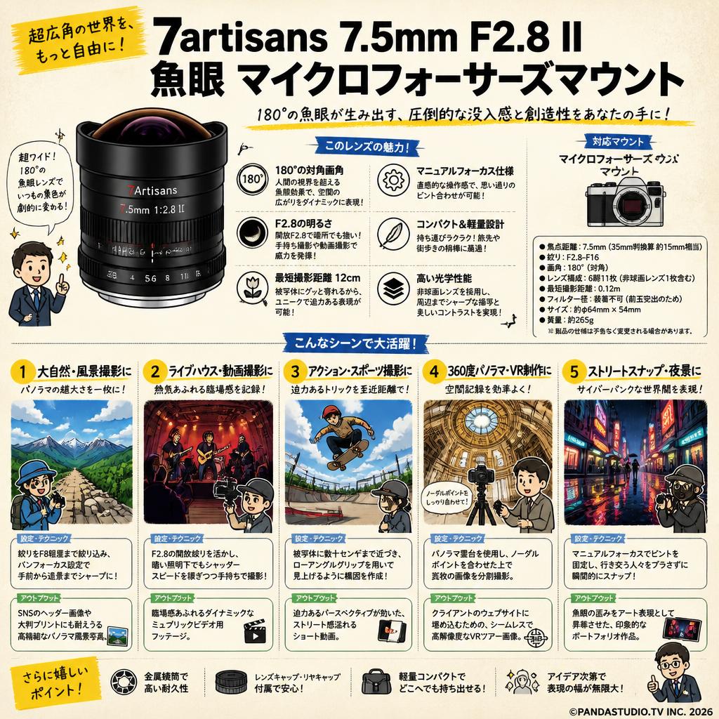 7artisans 7.5mm F2.8 II 魚眼 マイクロフォーサーズマウント 用途