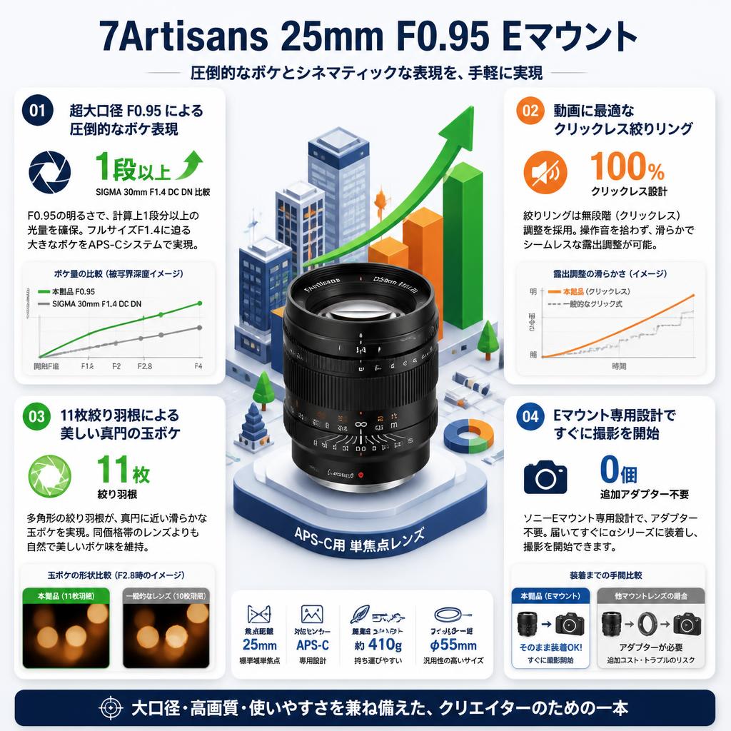 7Artisans 25mm F0.95 Eマウント セールスポイント