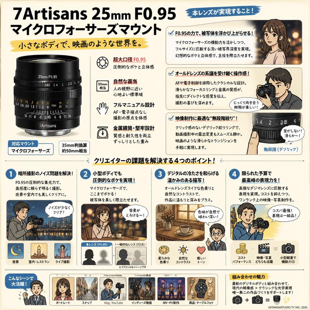 7Artisans 25mm F0.95 マイクロフォーサーズマウント 概要
