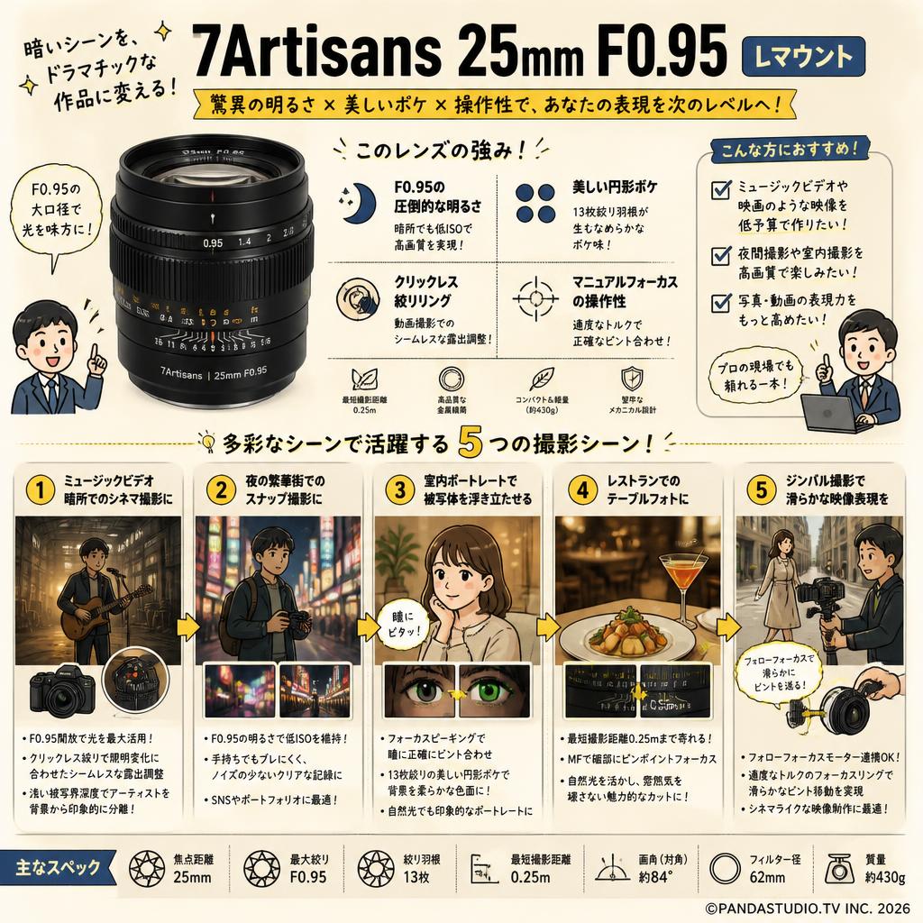 7Artisans 25mm F0.95 Lマウント 用途