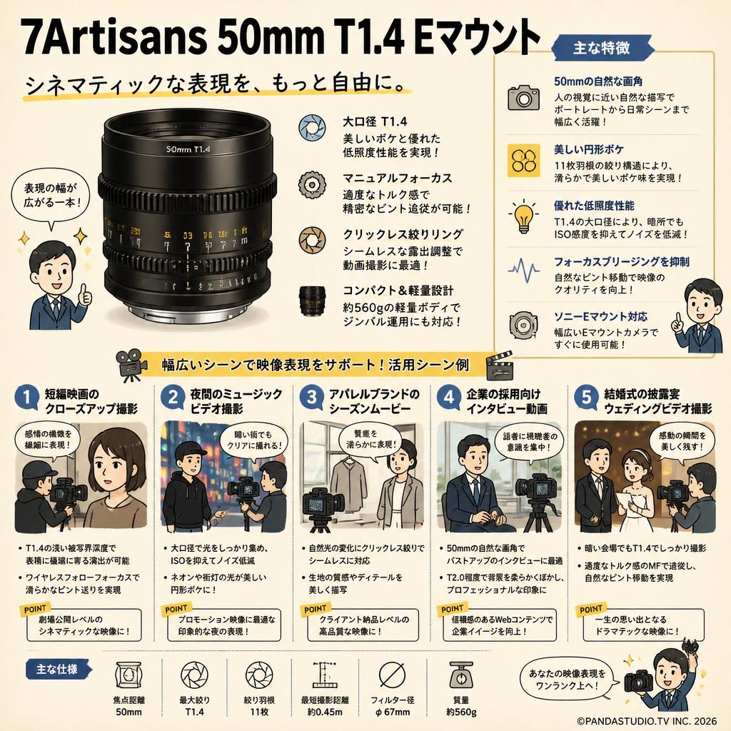 7Artisans 50mm T1.4 Eマウント 用途