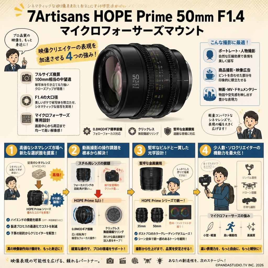 7Artisans HOPE Prime 50mm F1.4 マイクロフォーサーズマウント 概要