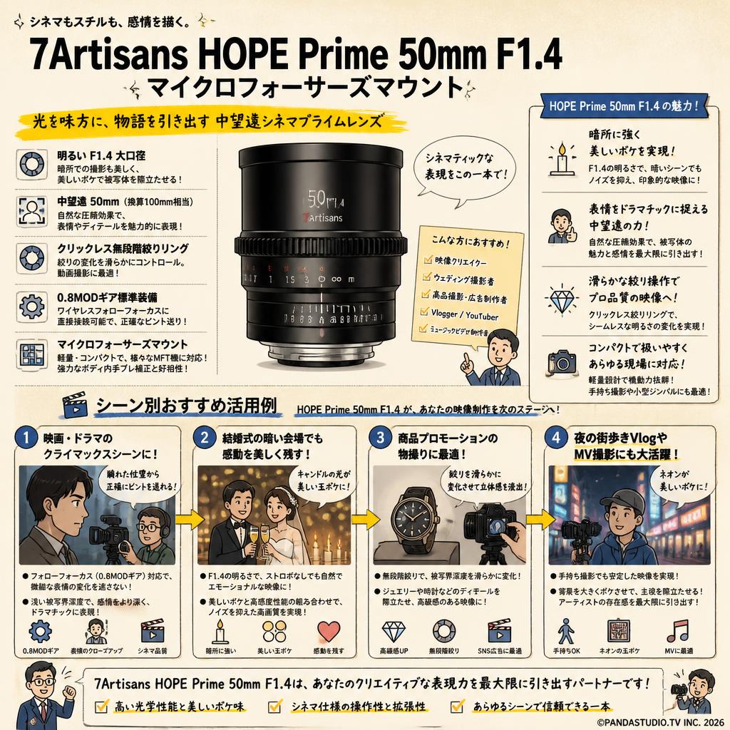 7Artisans HOPE Prime 50mm F1.4 マイクロフォーサーズマウント 用途