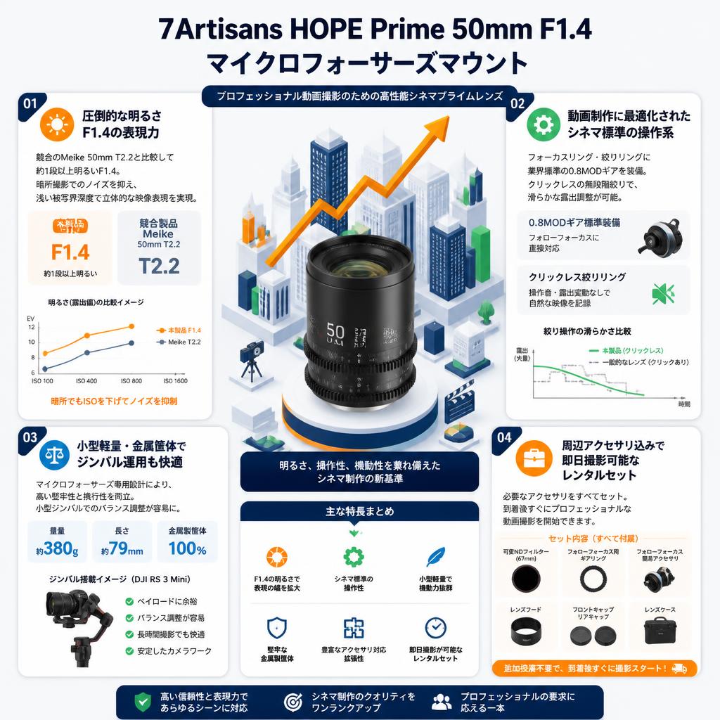 7Artisans HOPE Prime 50mm F1.4 マイクロフォーサーズマウント セールスポイント