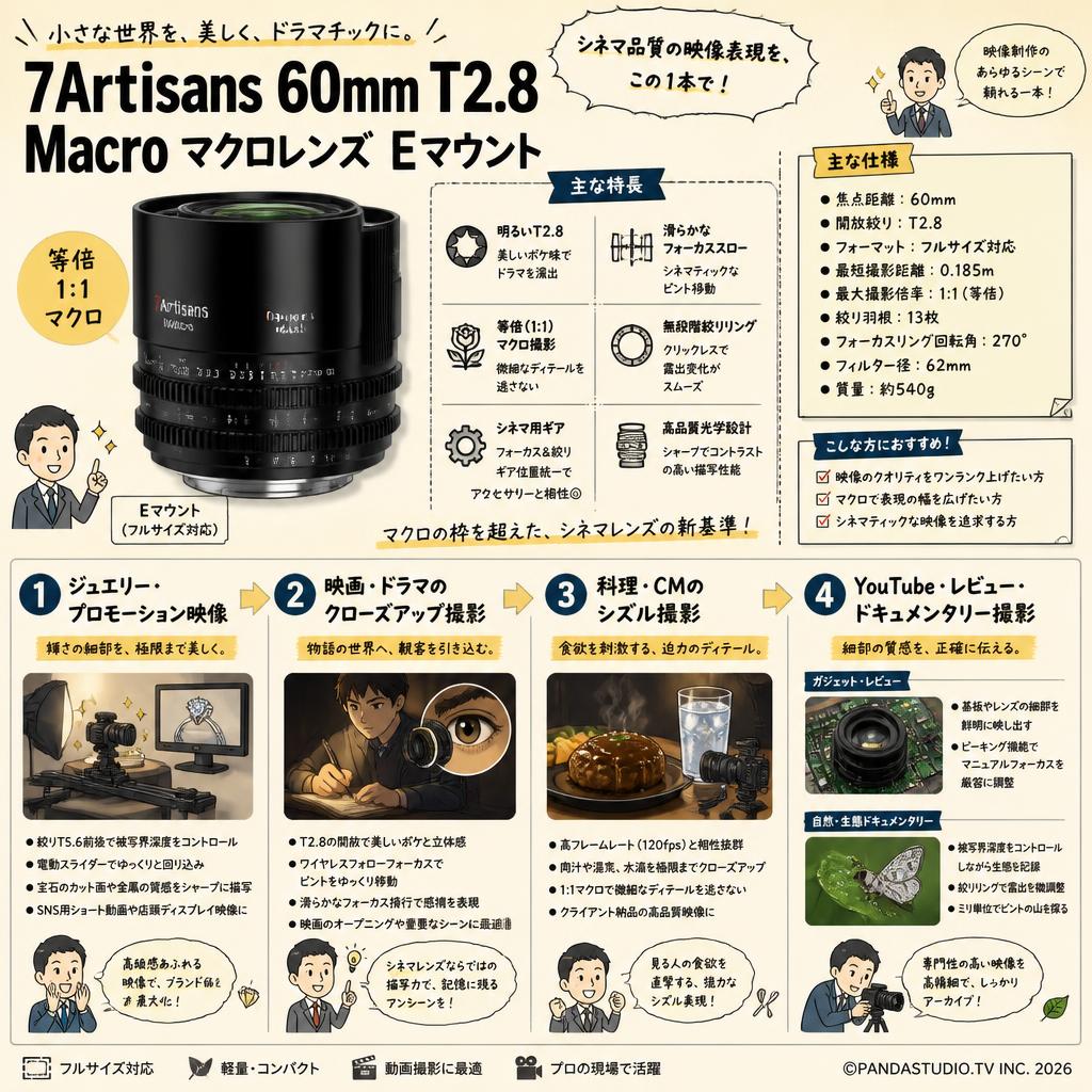 7Artisans 60mm T2.8 Macro マクロレンズ Eマウント 用途