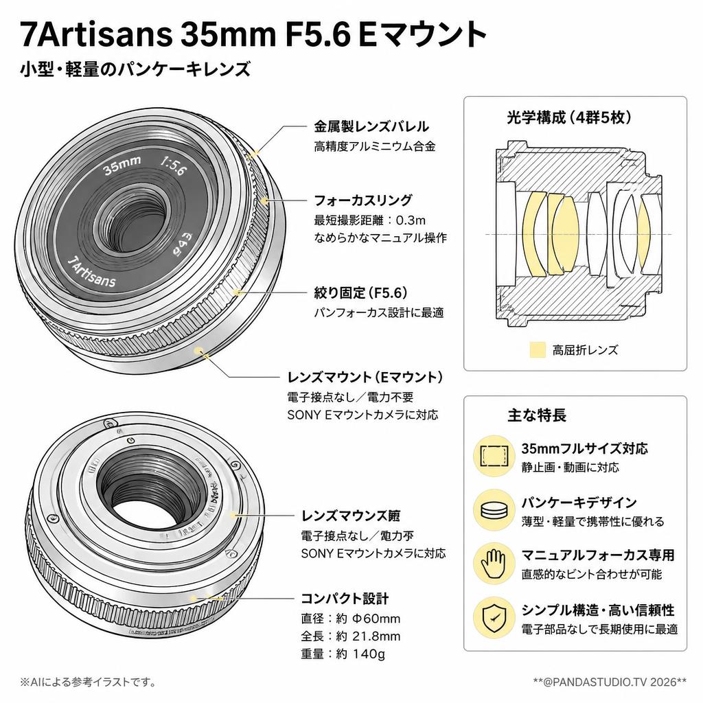 7Artisans 35mm F5.6 Eマウント スペック