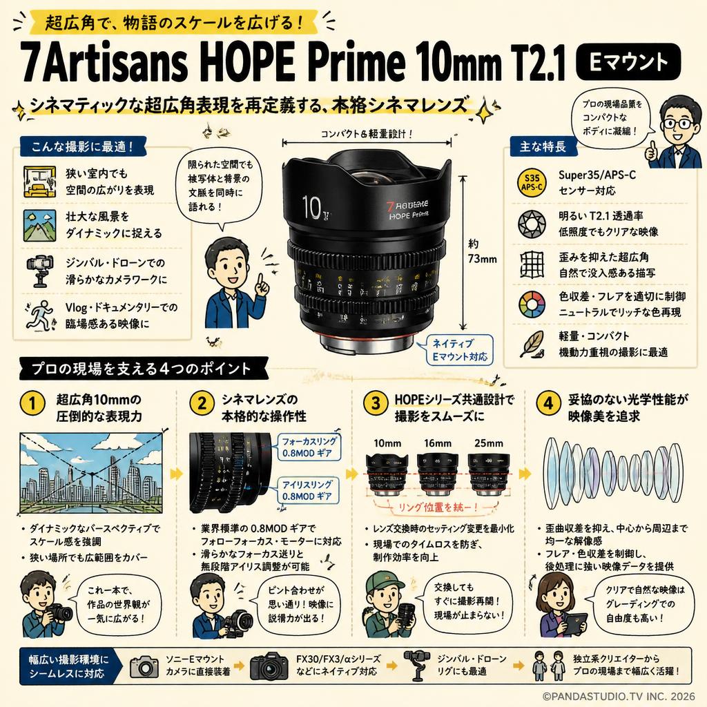 7Artisans HOPE Prime 10mm T2.1 Eマウント 概要