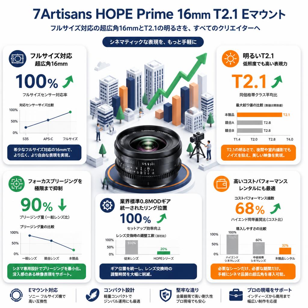 7Artisans HOPE Prime 16mm T2.1 Eマウント セールスポイント