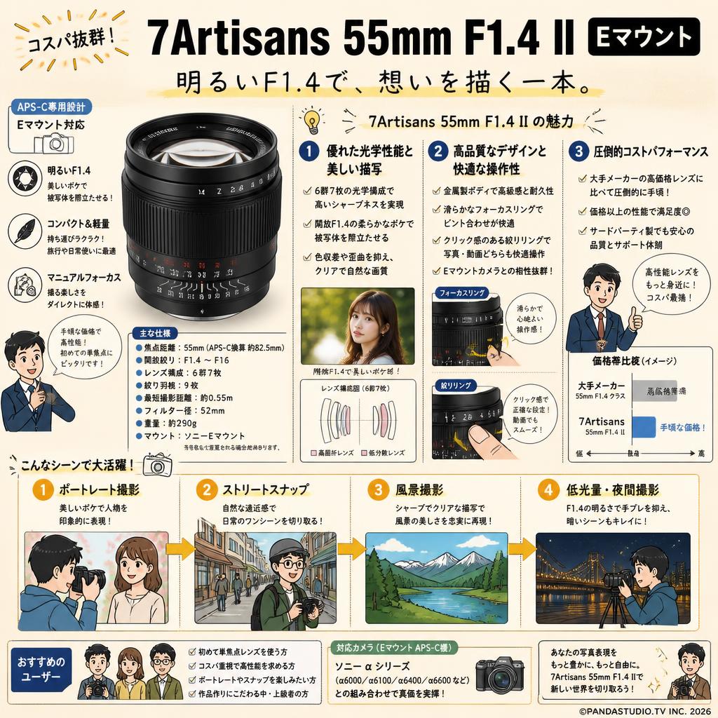 7Artisans 55mm F1.4 II  Eマウント 概要