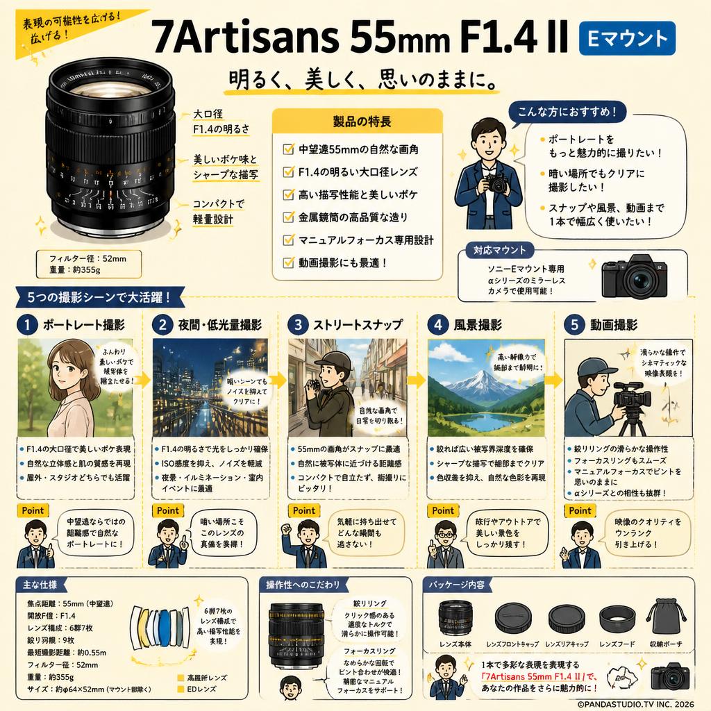7Artisans 55mm F1.4 II  Eマウント 用途