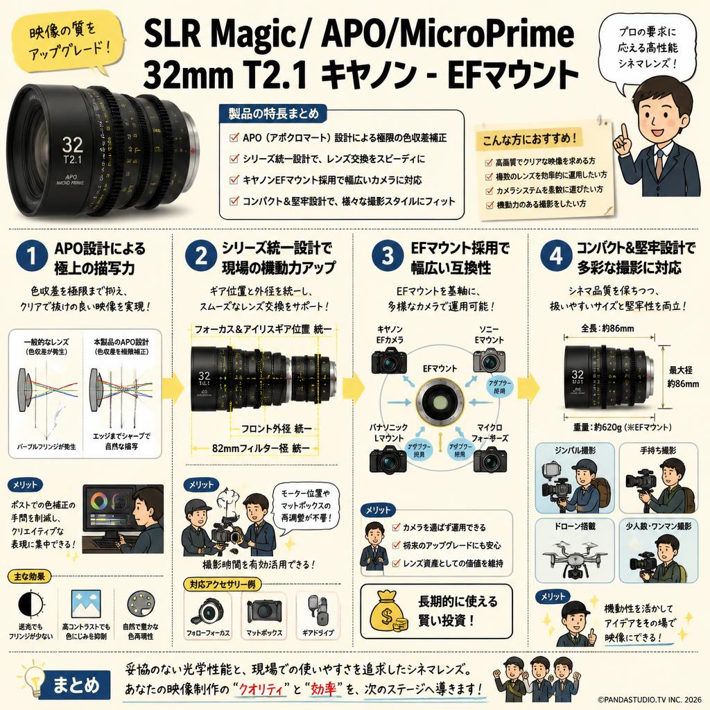 SLR Magic / APO/MicroPrime /32mm T2.1 キヤノン - EFマウント   ( SLR-APOMP32EF ) 概要