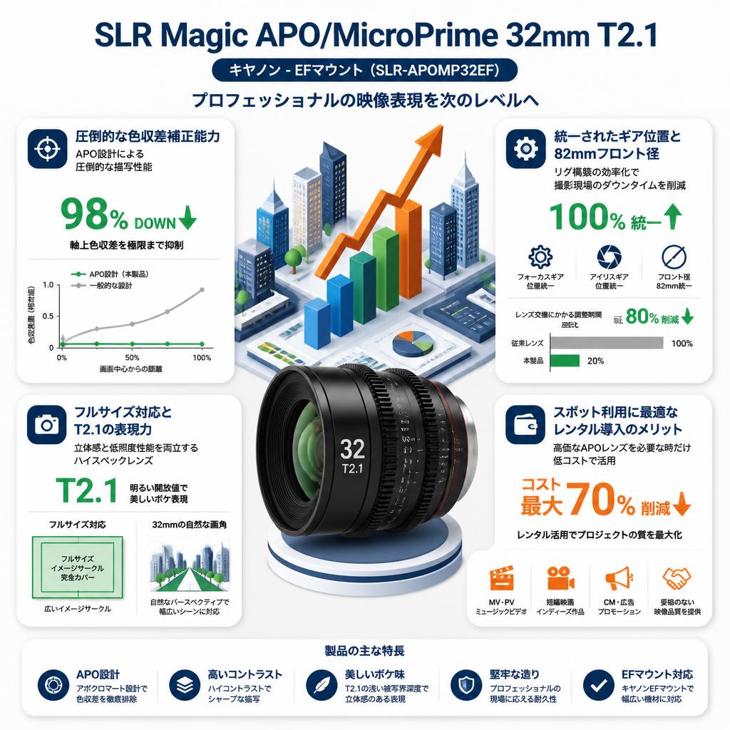 SLR Magic / APO/MicroPrime /32mm T2.1 キヤノン - EFマウント   ( SLR-APOMP32EF ) セールスポイント