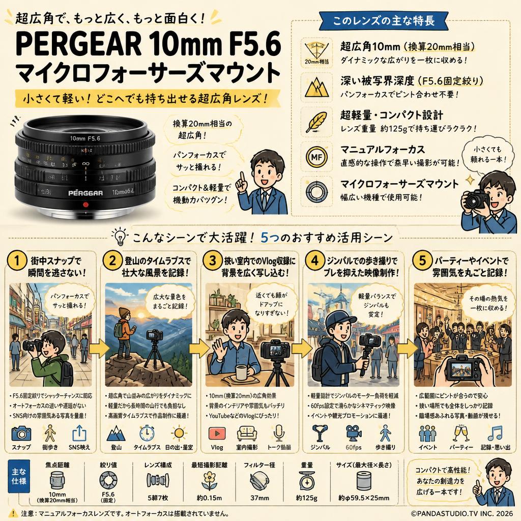 Pergear 10mm F5.6 マイクロフォーサーズマウント 用途