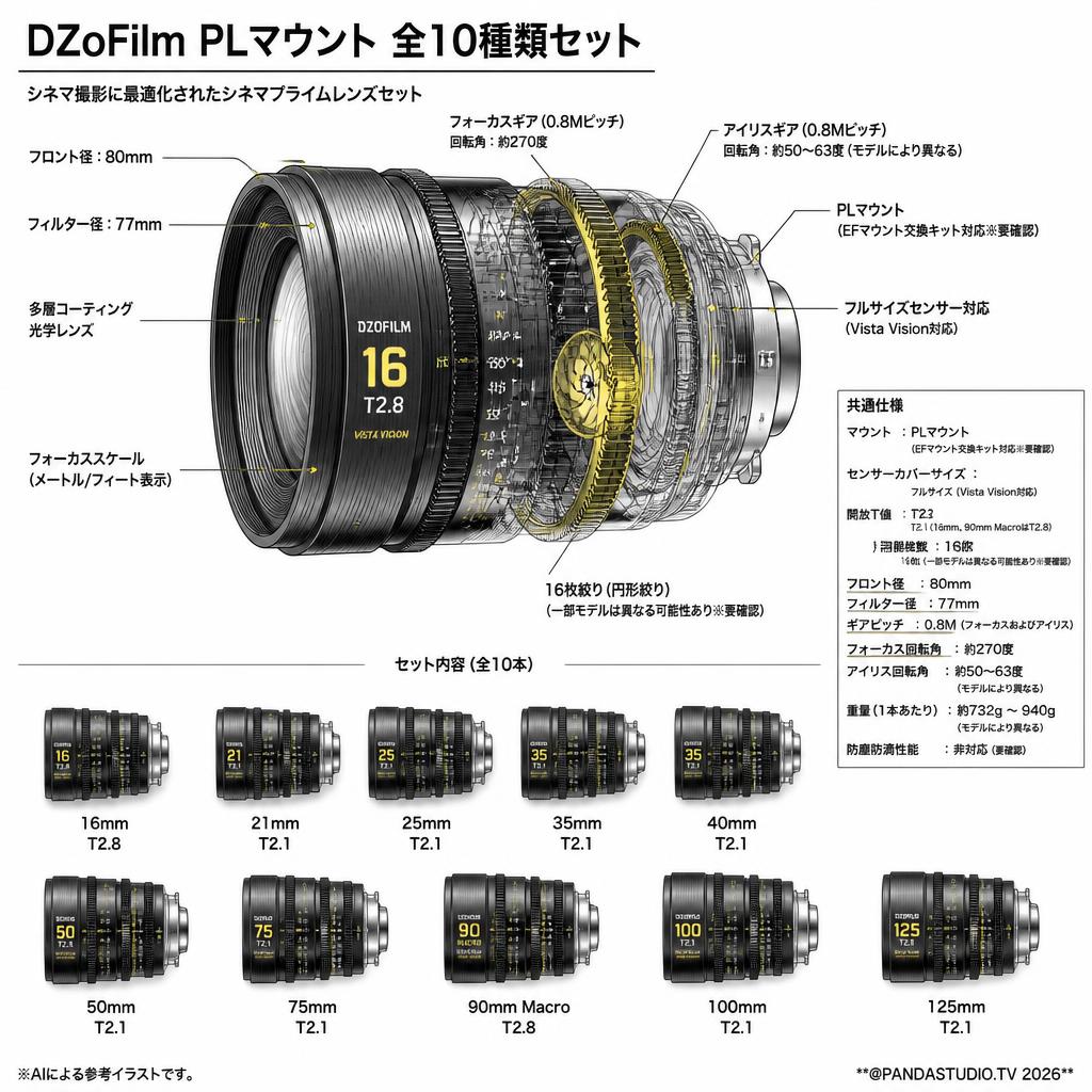 DZoFilm PLマウント 全10種類セット スペック