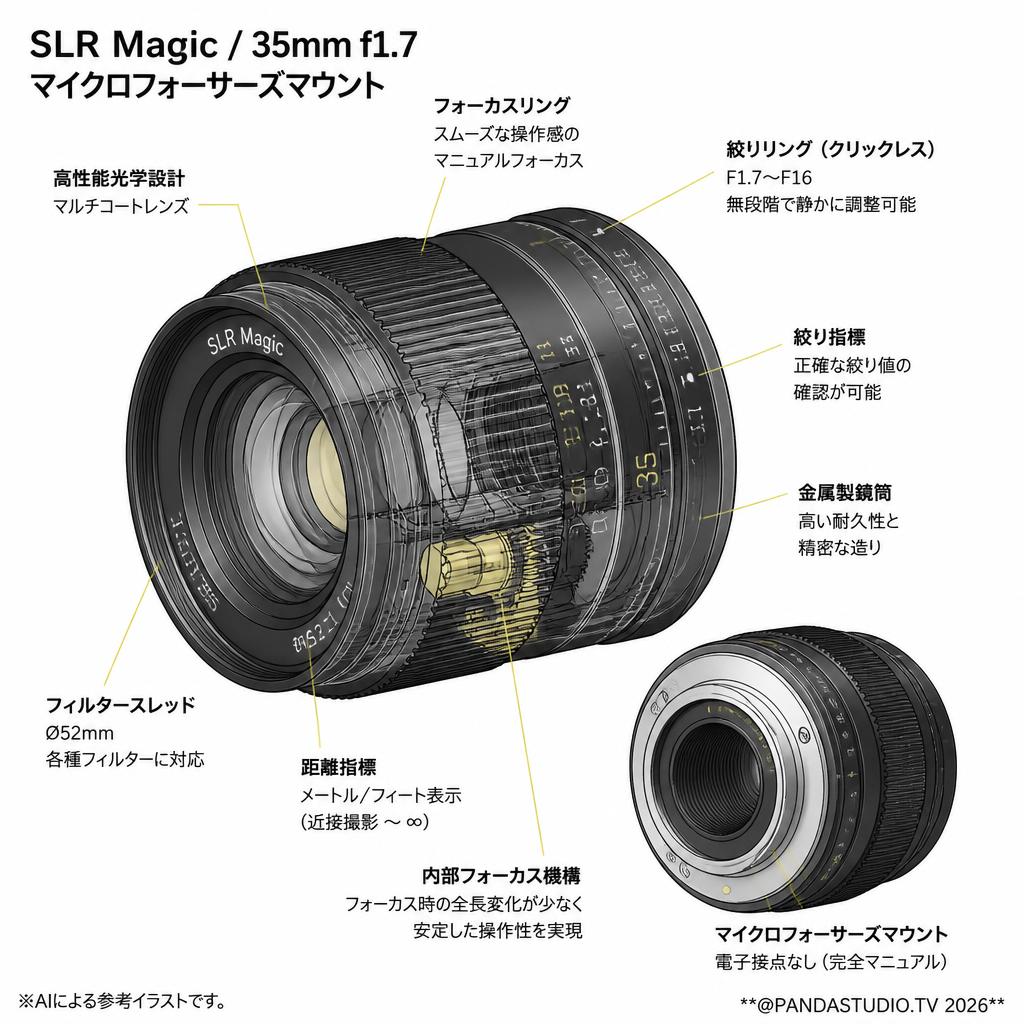 SLR Magic / 35mm f1.7 マイクロフォーサーズマウント スペック